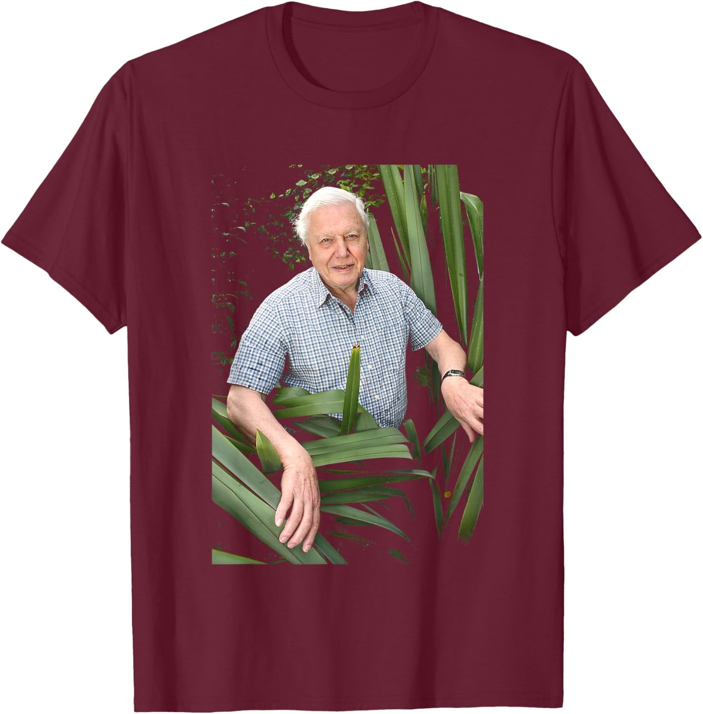 David Attenborough Amongst Nature Documentarian T-Shirt - T-Shirt | Maroon