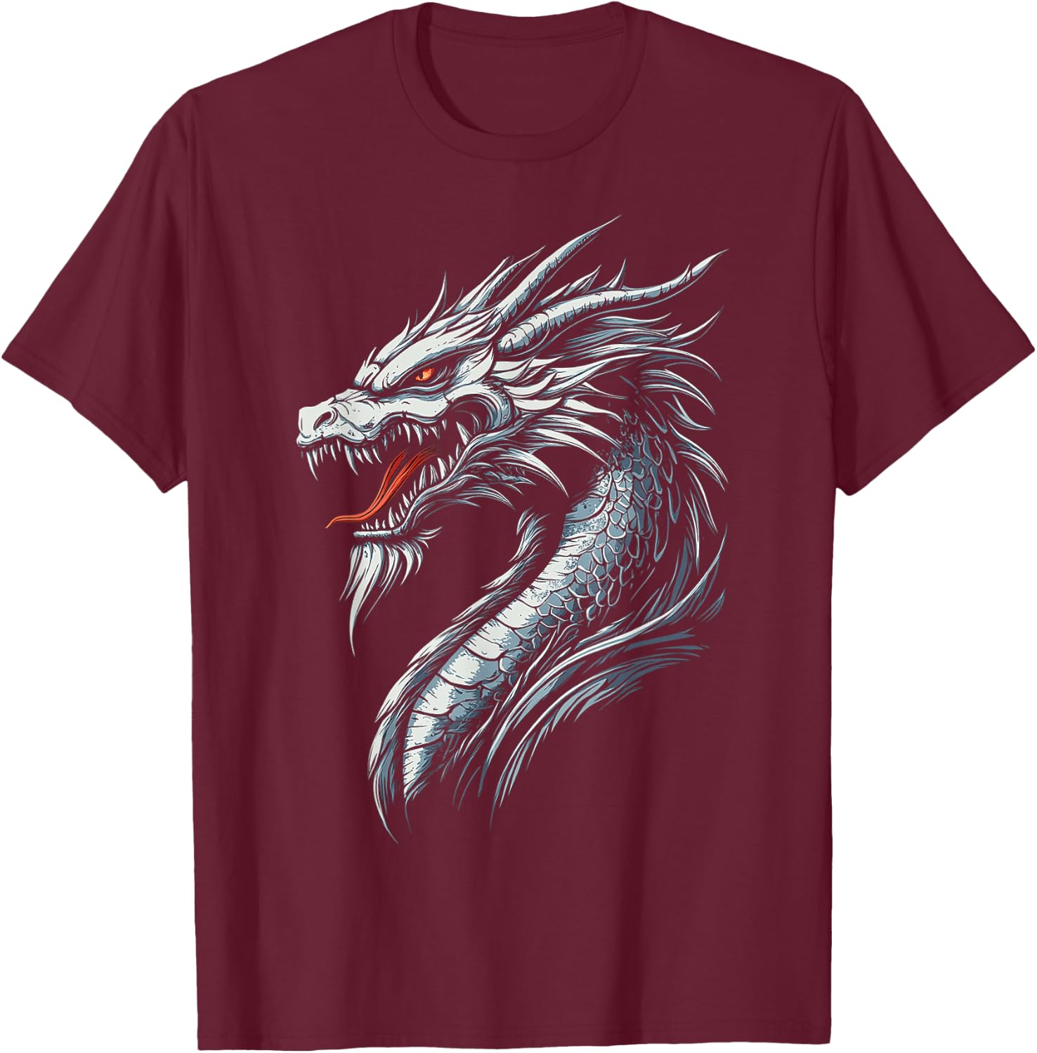 Dragon Illustration Mythical Dragon T-Shirt - T-Shirt | Maroon
