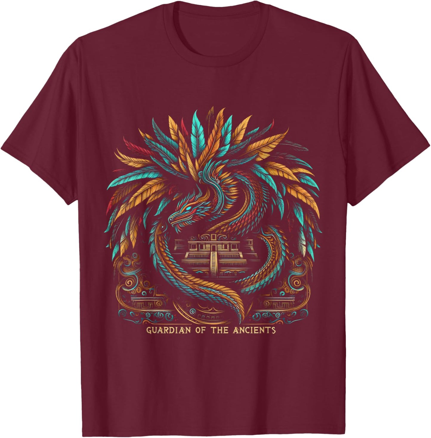 Aztec God Quetzalcoatl Feathered Serpent Aztecs Snake God T-Shirt - T-Shirt | Maroon