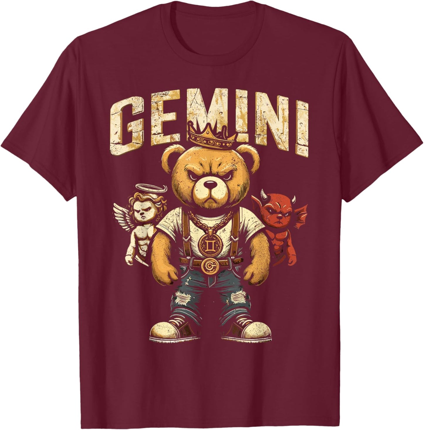Gemini King Birthday Teddy Bear May Born Teens, Boys, Men's T-Shirt - T-Shirt | Maroon