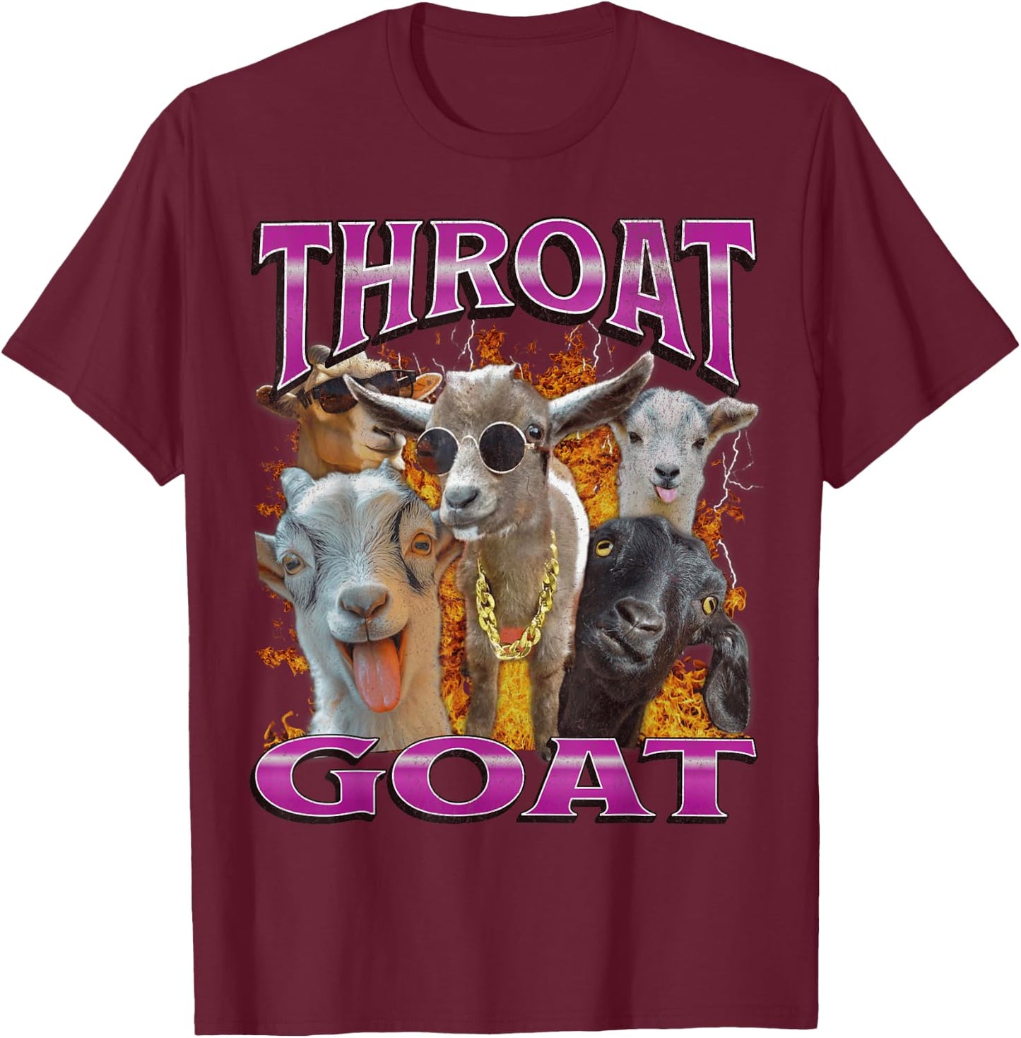 Throat Goat Funny Offensive Humor Bootleg Adult Y2K Graphic , black T-Shirt - T-Shirt | Maroon