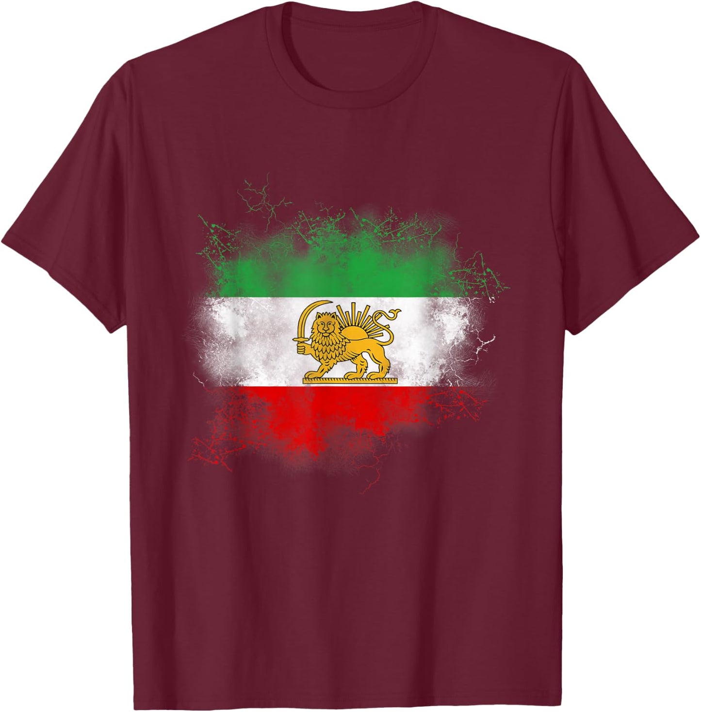 Iranian flag, Iran lion, Persian flag, Iran. , Black, S T-Shirt - T-Shirt | Maroon