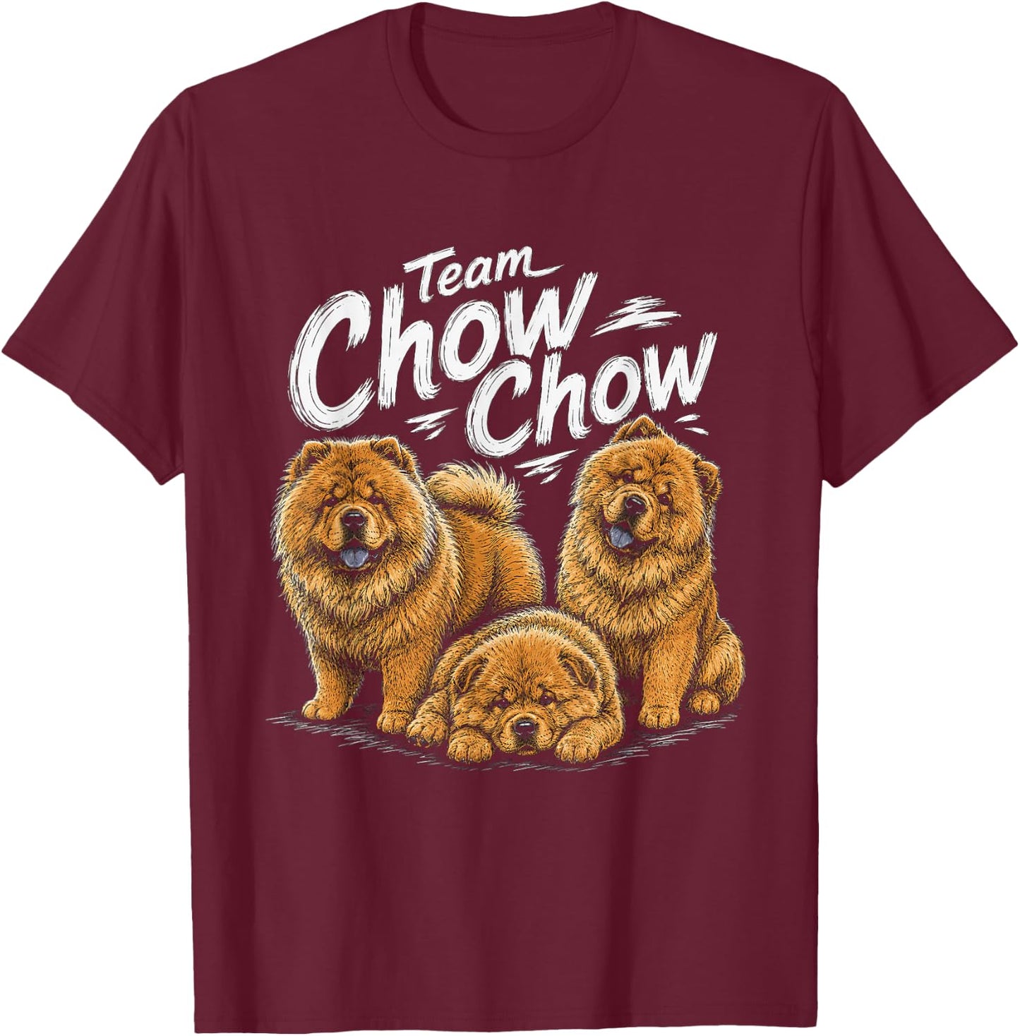 Team Chow Chow Artwork Design T-Shirt - T-Shirt | Maroon