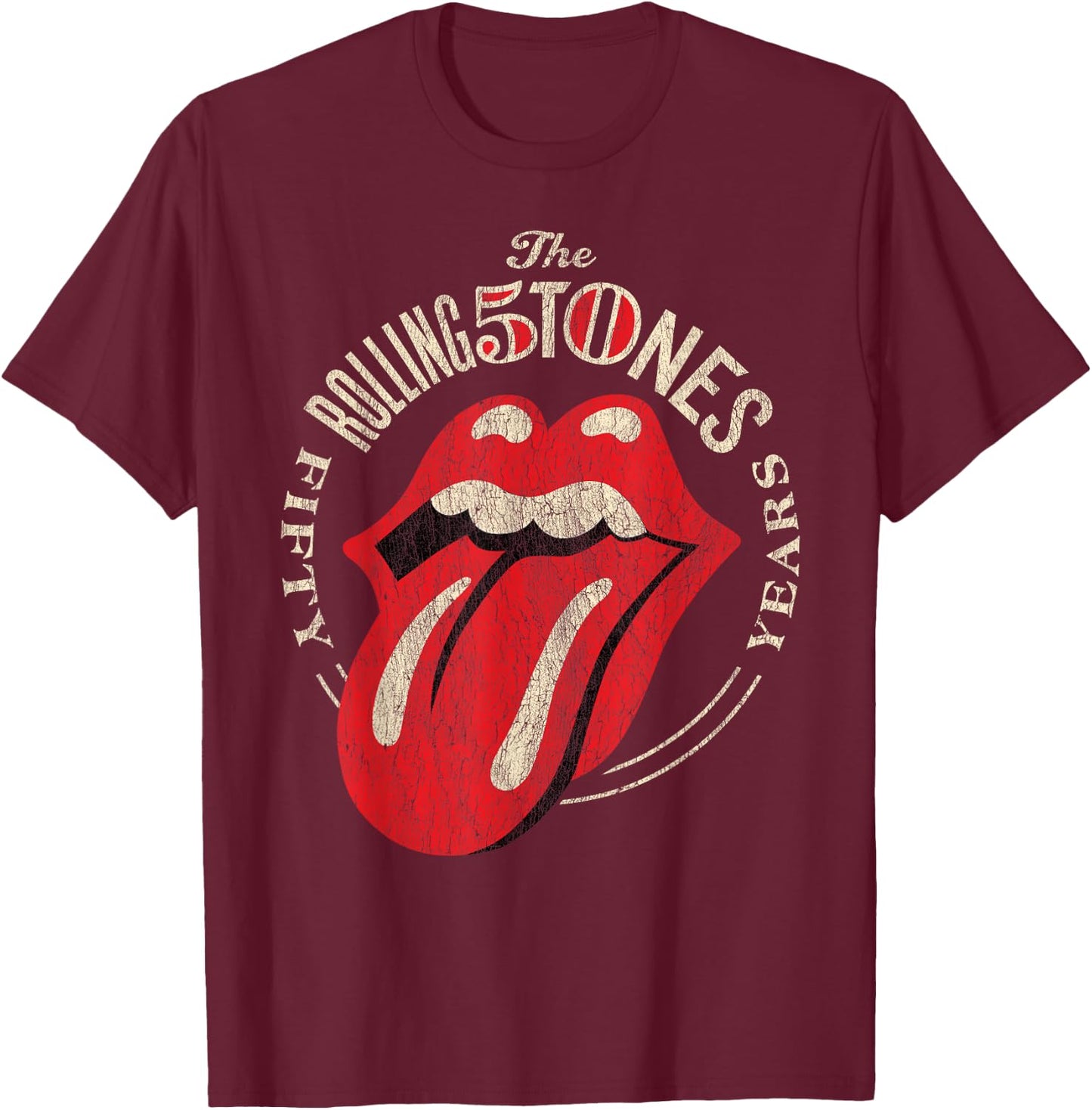 The Rolling Stones Logo zum 50. Jahrestag T-Shirt - T-Shirt | Maroon