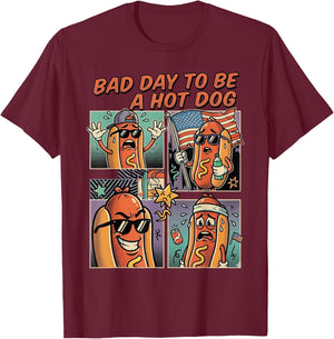 Funny 4th of July Bad Day to Be A Hot Dog Funny Men Women T-Shirt - T-Shirt | Maroon