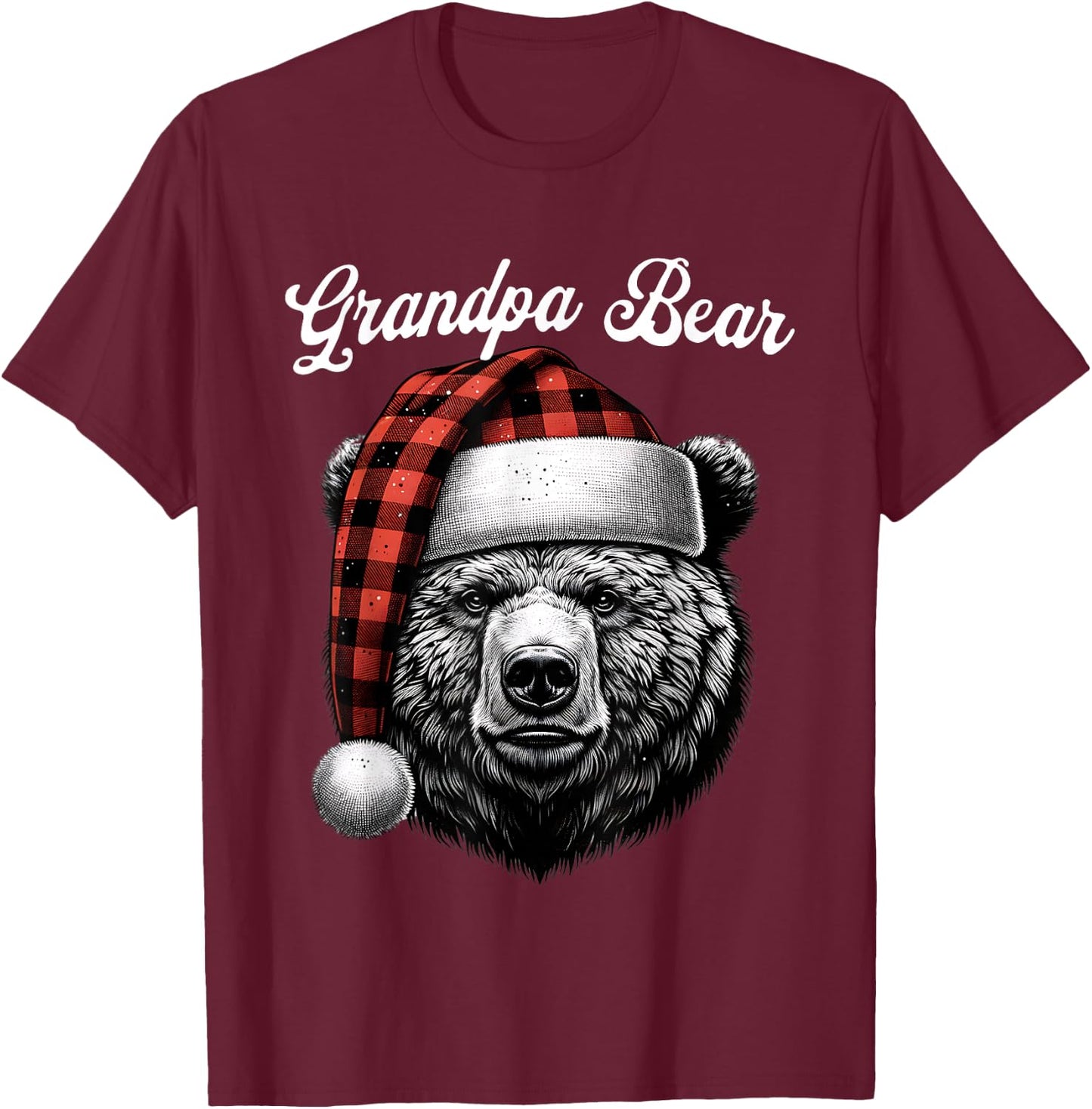 Grandpa Bear Christmas Red Buffalo Family Matching Christmas T-Shirt - T-Shirt | Maroon