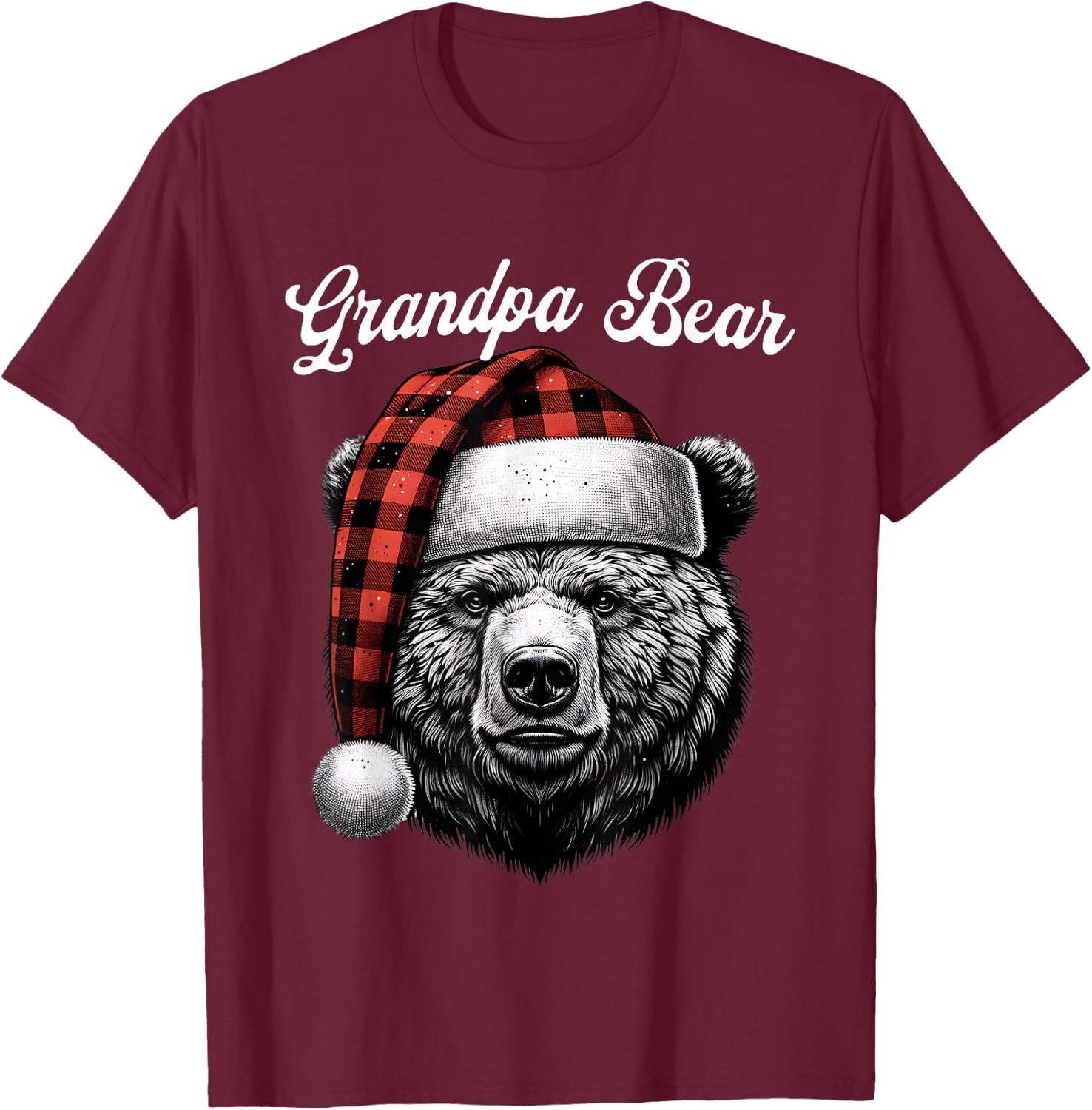 Grandpa Bear Christmas Red Buffalo Family Matching Christmas T-Shirt - T-Shirt | Maroon