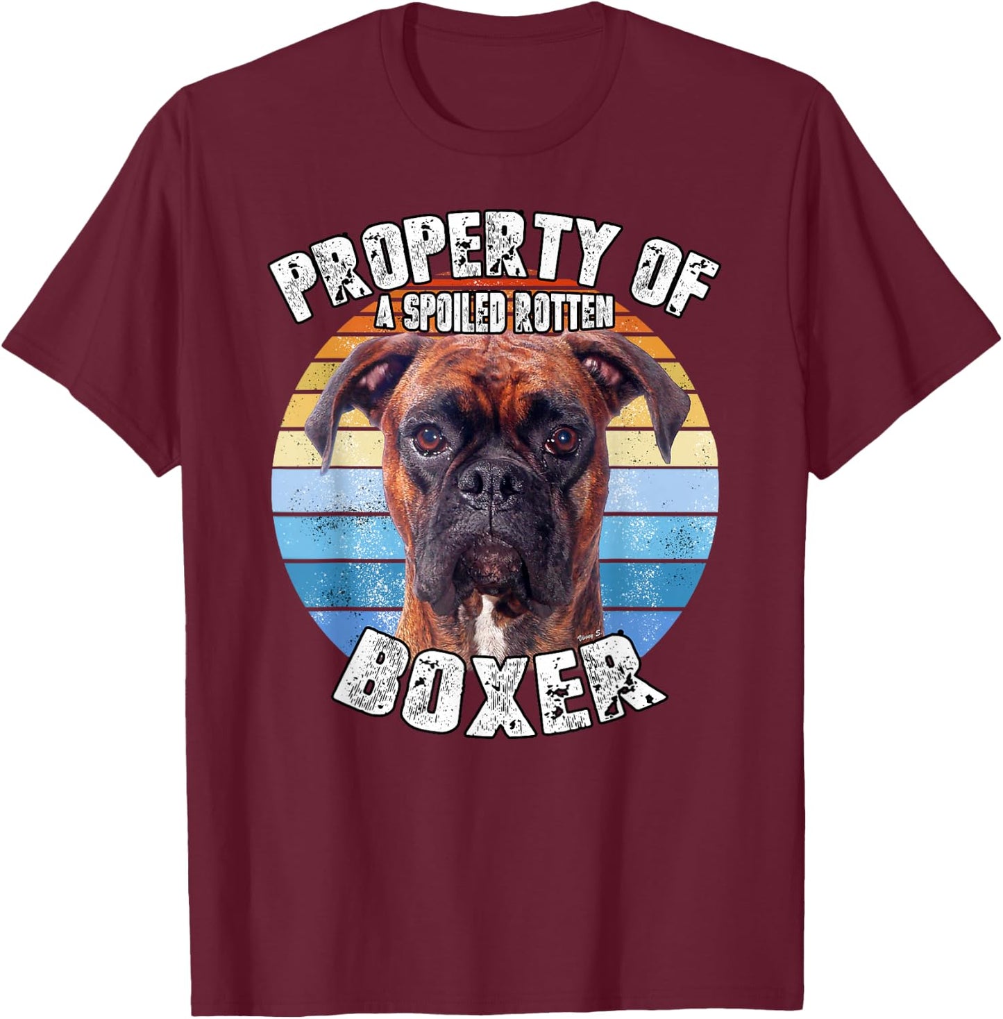 Boxer Brindle Property Of T-Shirt - T-Shirt | Maroon