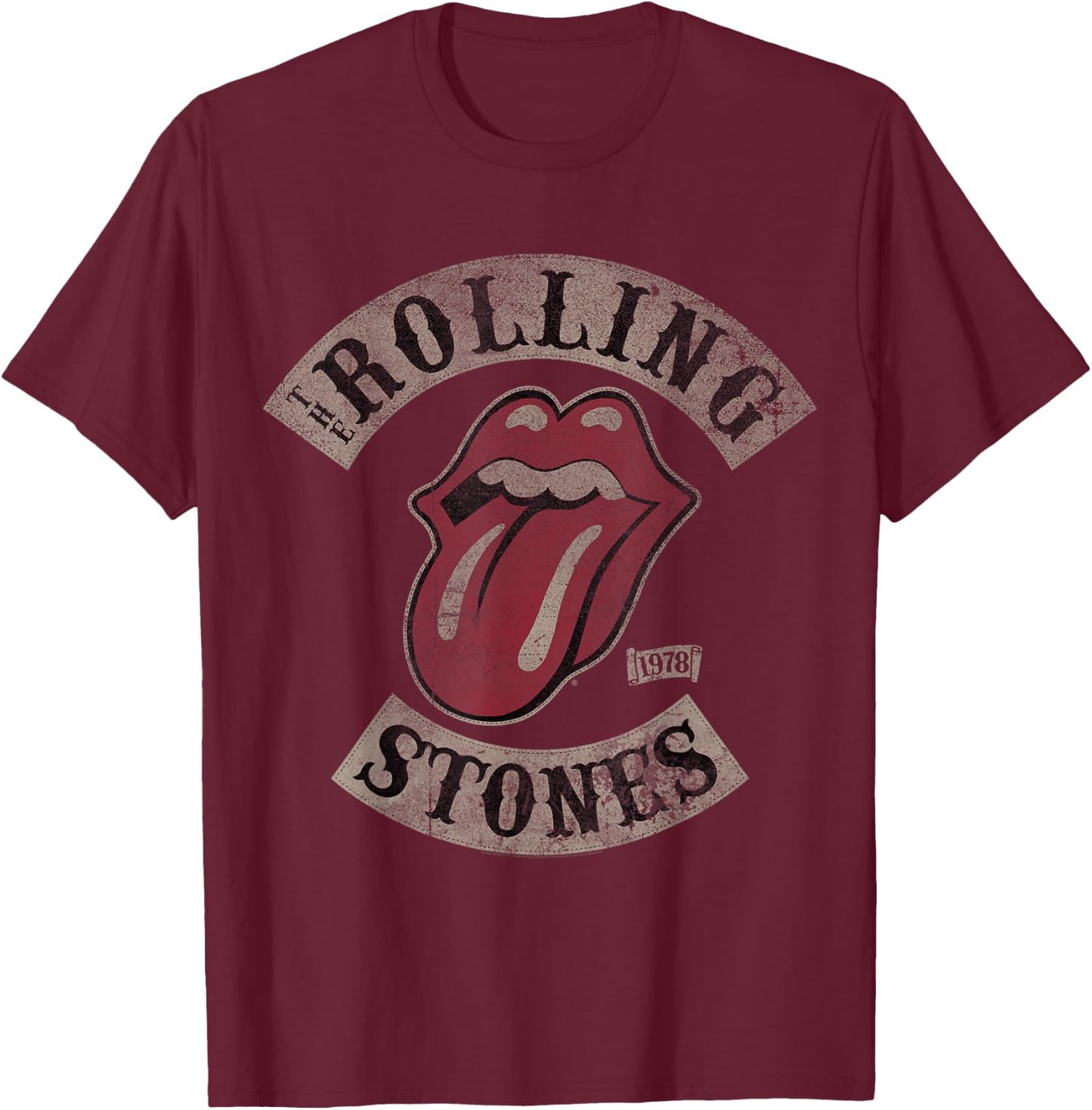 Official The Rolling Stones Vintage Tour 1978 Grey T-Shirt - T-Shirt | Maroon