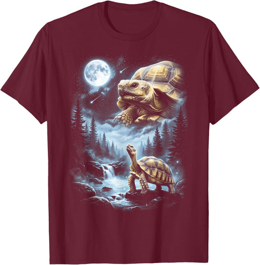 Sulcata Tortoise Howling at Moon 90's Retro T-Shirt - T-Shirt | Maroon