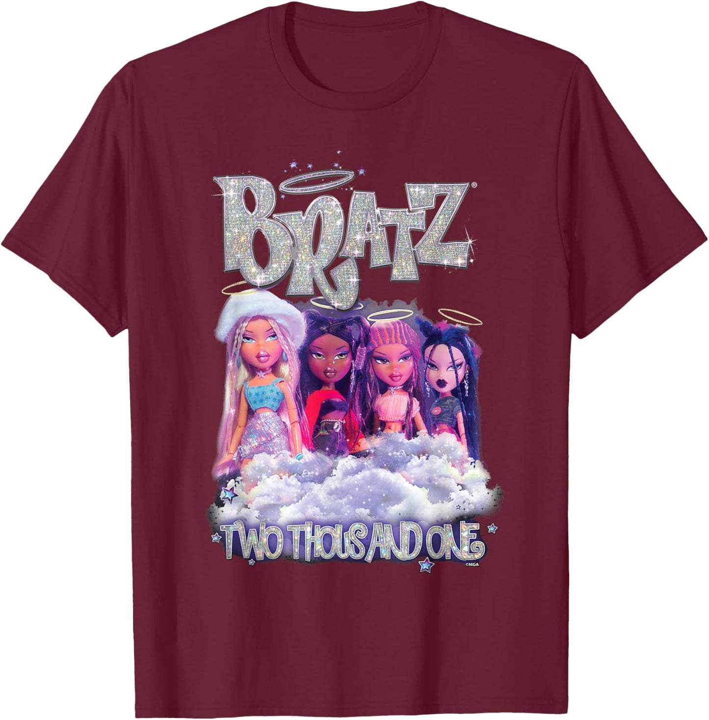 Two Thousand and One Girls Glitter Bratz , Black, S T-Shirt - T-Shirt | Maroon