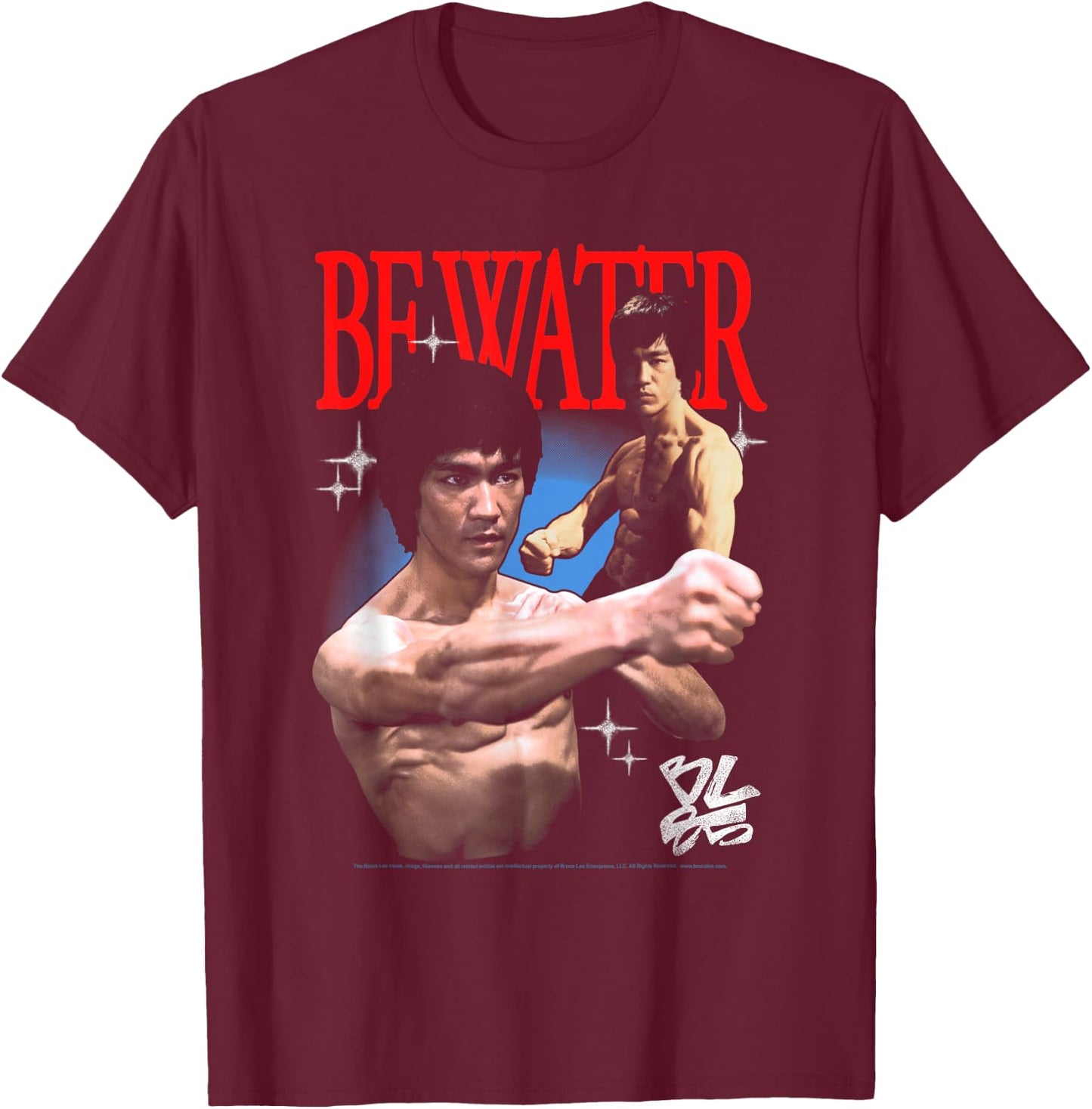 Bruce Lee Be Water Retro Martial Arts Poses Retro Movie T-Shirt - T-Shirt | Maroon