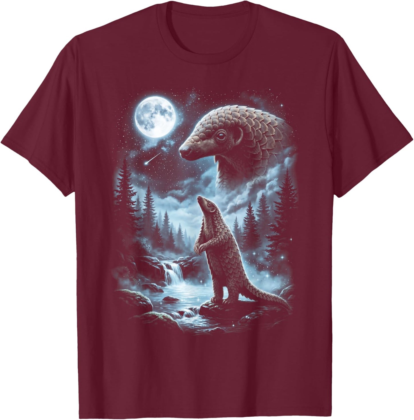 Pangolin Howling at Moon 90's Retro T-Shirt - T-Shirt | Maroon