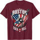 Boston Electric Guitar USA Flag Rock Music Design T-Shirt - T-Shirt | Maroon