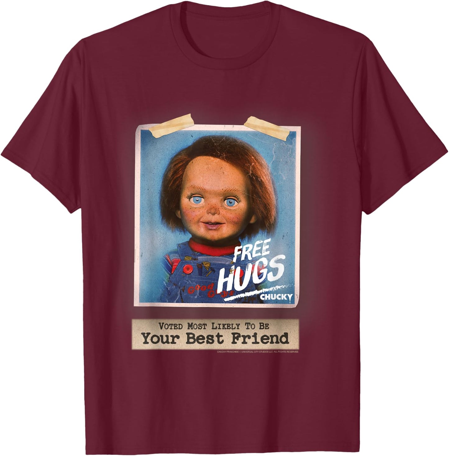 Chucky Free Hugs Vintage Style T-Shirt - T-Shirt | Maroon