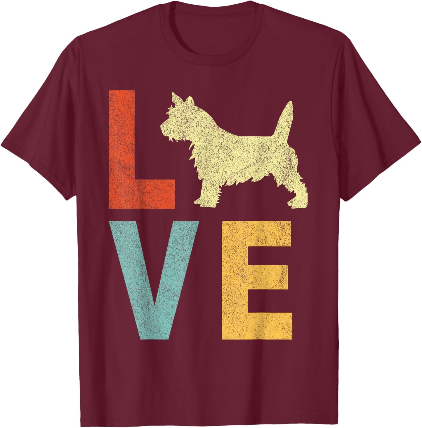 Love Cairn Terrier Mom Cairn Terrier Dad Retro Vintage T-Shirt - T-Shirt | Maroon