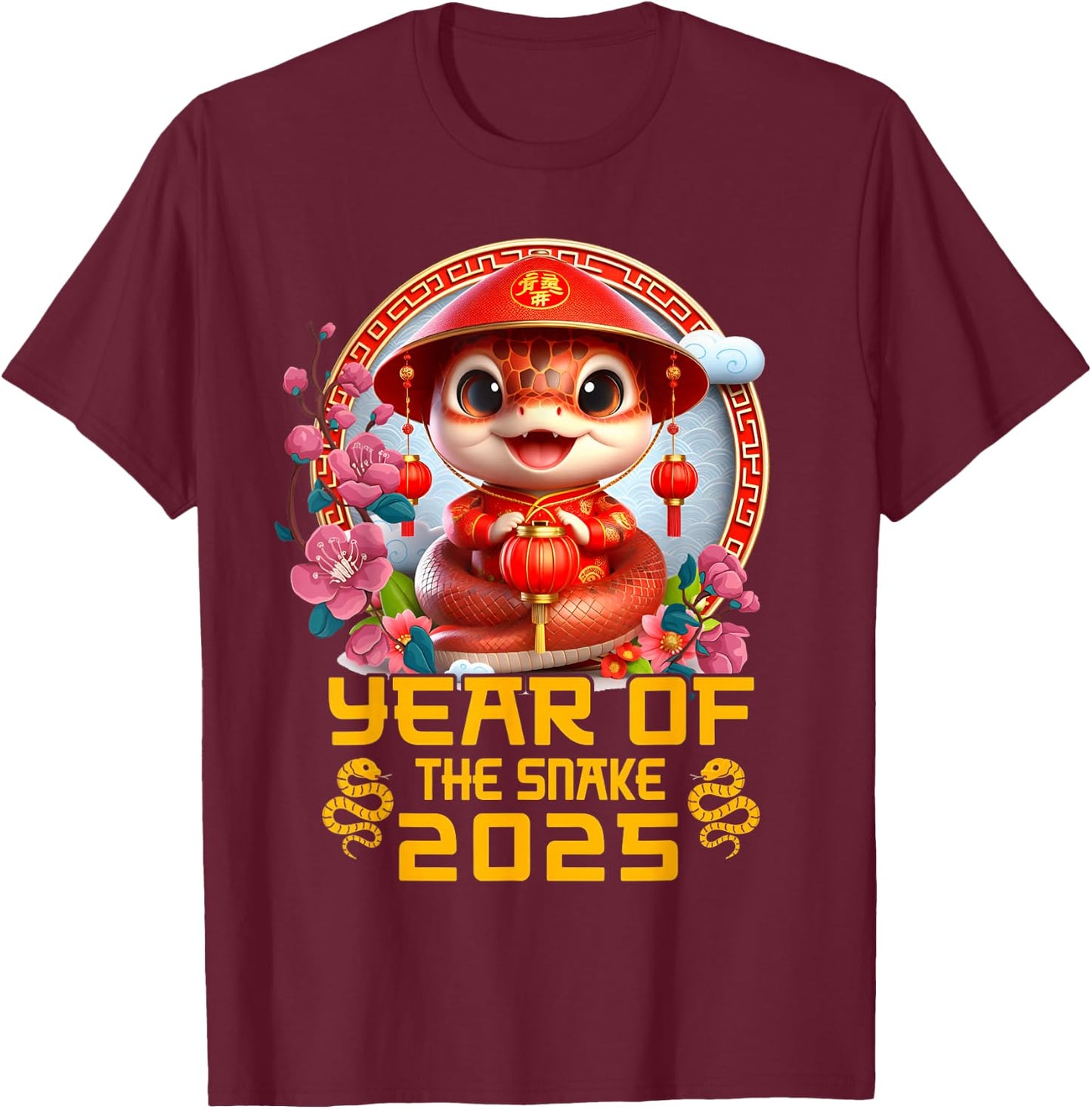 Chinese New Year Toddlers Kids Year Of the Snake 2025 T-Shirt - T-Shirt | Maroon
