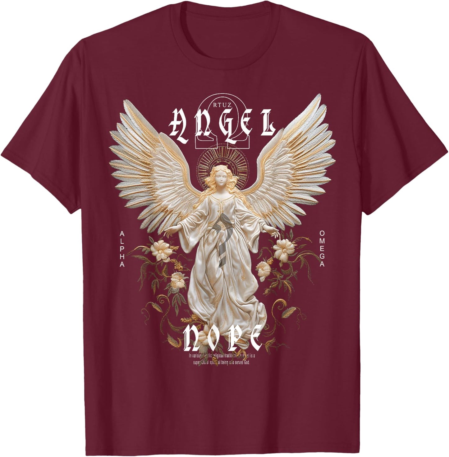 Streetwear Aesthetic Mode Vintage Fashion Damen Herren Engel T-Shirt - T-Shirt | Maroon