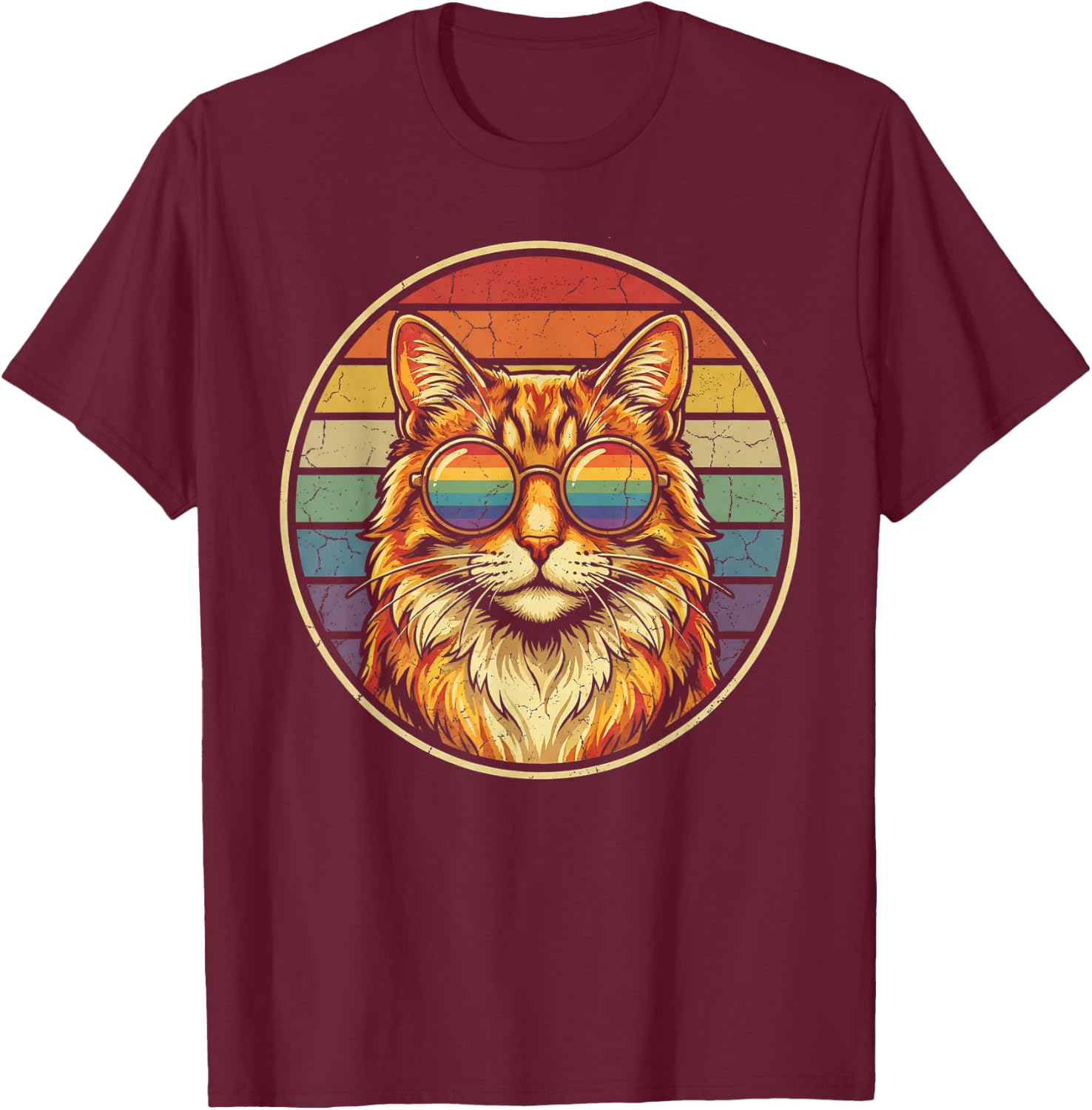 LGBTQ Ally Cat Pride Support Rainbow Color T-Shirt - T-Shirt | Maroon