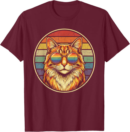 LGBTQ Ally Cat Pride Support Rainbow Color T-Shirt - T-Shirt | Maroon
