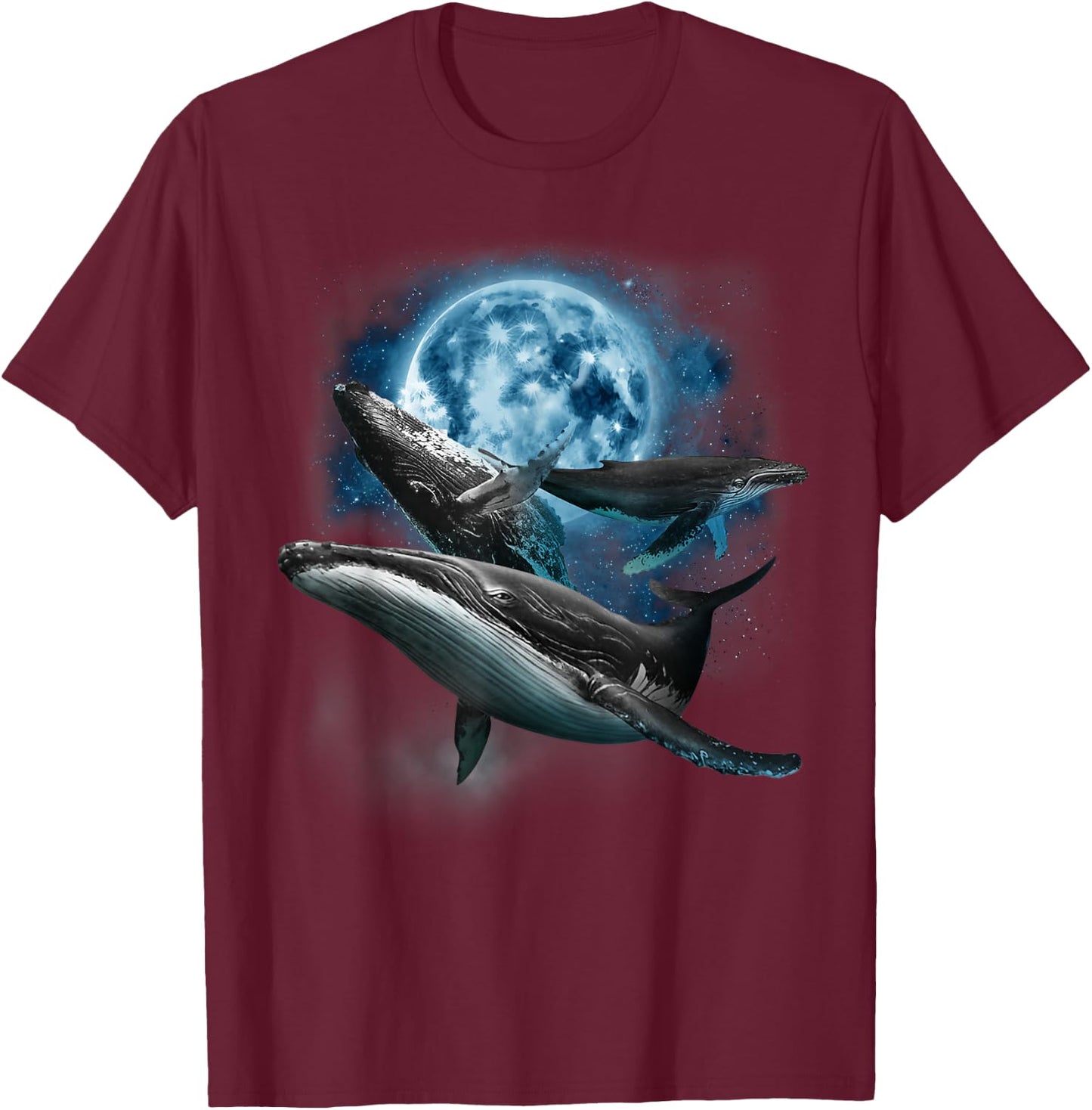Humpback Whale Shirt - Howling at the Moon Humpback Whale T-Shirt - T-Shirt | Maroon