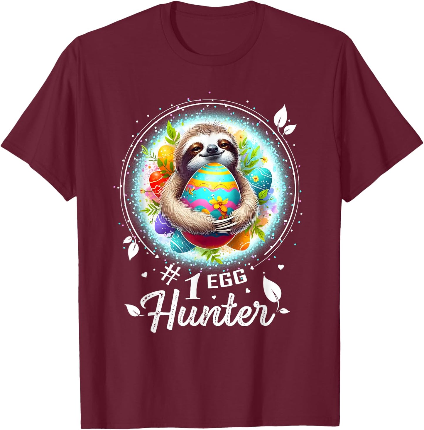 Easter Outfits Men Easter Shirts Sloth Easter T-Shirt - T-Shirt | Maroon