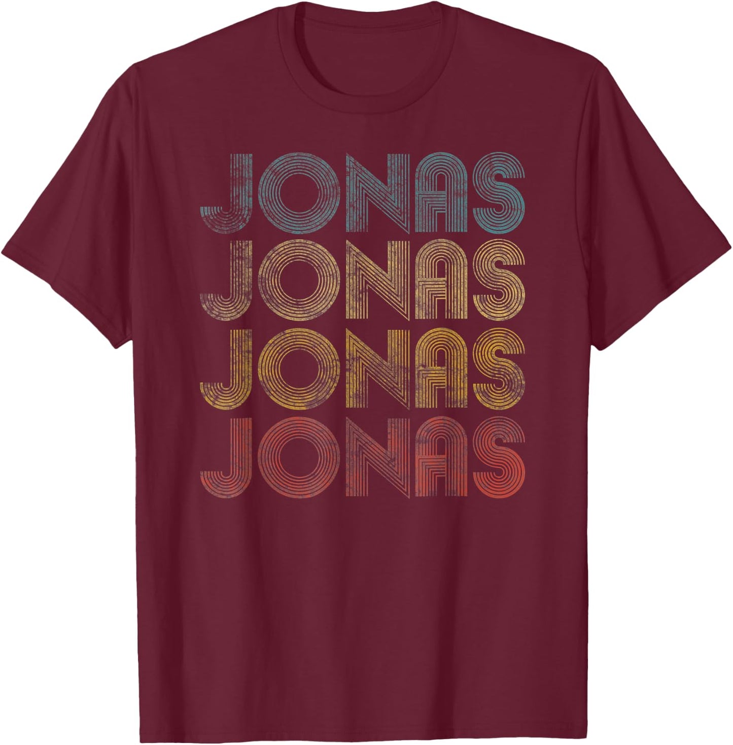 Jonas First Given Name Pride Vintage Distressed T-Shirt - T-Shirt | Maroon