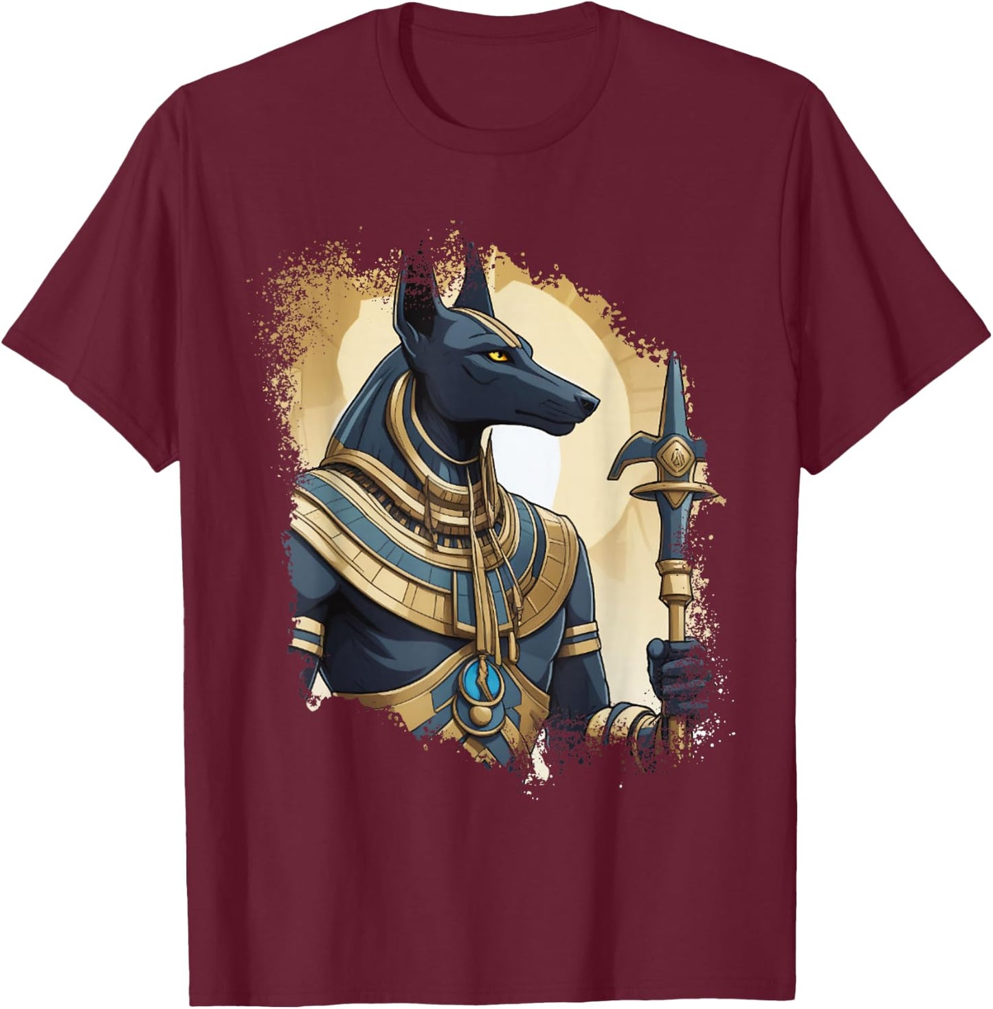 Ancient Egyptian God of the Dead Anubis Egypt Pyramids Sphinx , Black, S T-Shirt - T-Shirt | Maroon