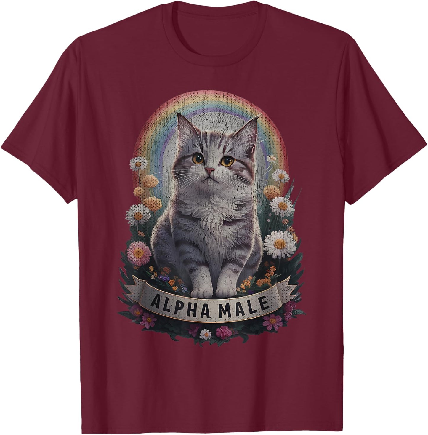 Cute Kitten For Male Alpha Male , Black, S T-Shirt - T-Shirt | Maroon