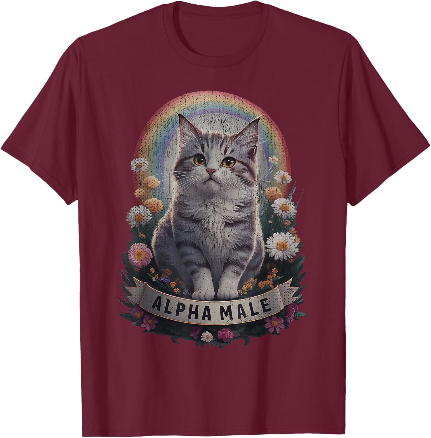 Cute Kitten For Male Alpha Male , Black, S T-Shirt - T-Shirt | Maroon