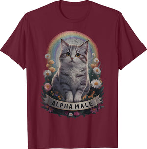 Cute Kitten For Male Alpha Male , Black, S T-Shirt - T-Shirt | Maroon