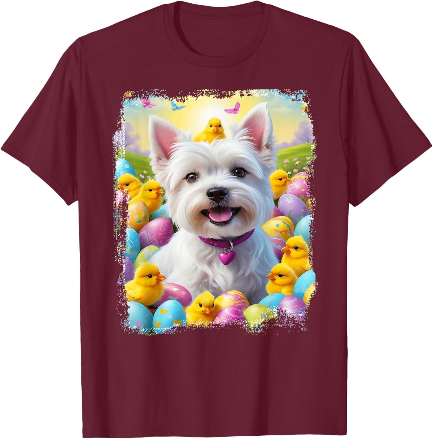 Cute Easter West highland terrier westie lover T-Shirt - T-Shirt | Maroon