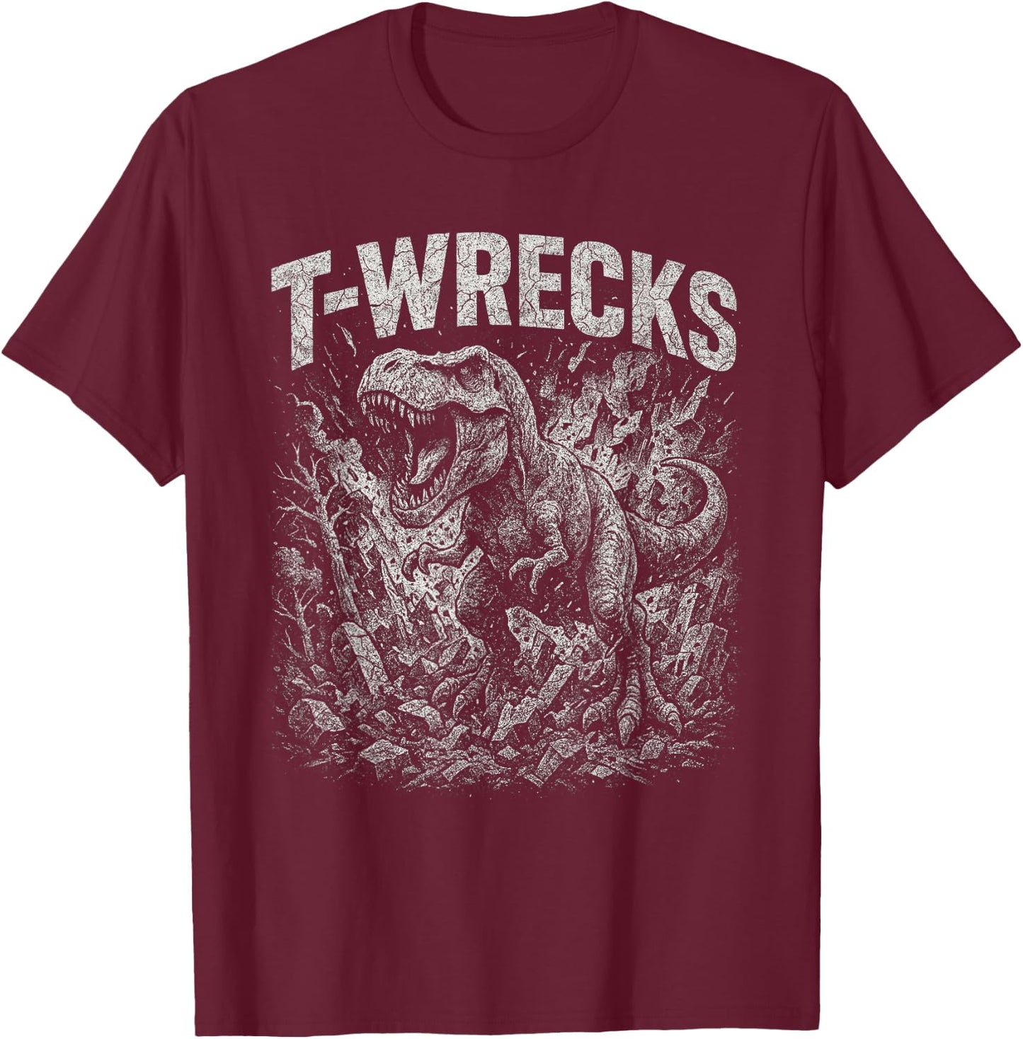 T-Rex Tyrannosaurus Dinosaur Funny T-Wrecks T-Shirt - T-Shirt | Maroon