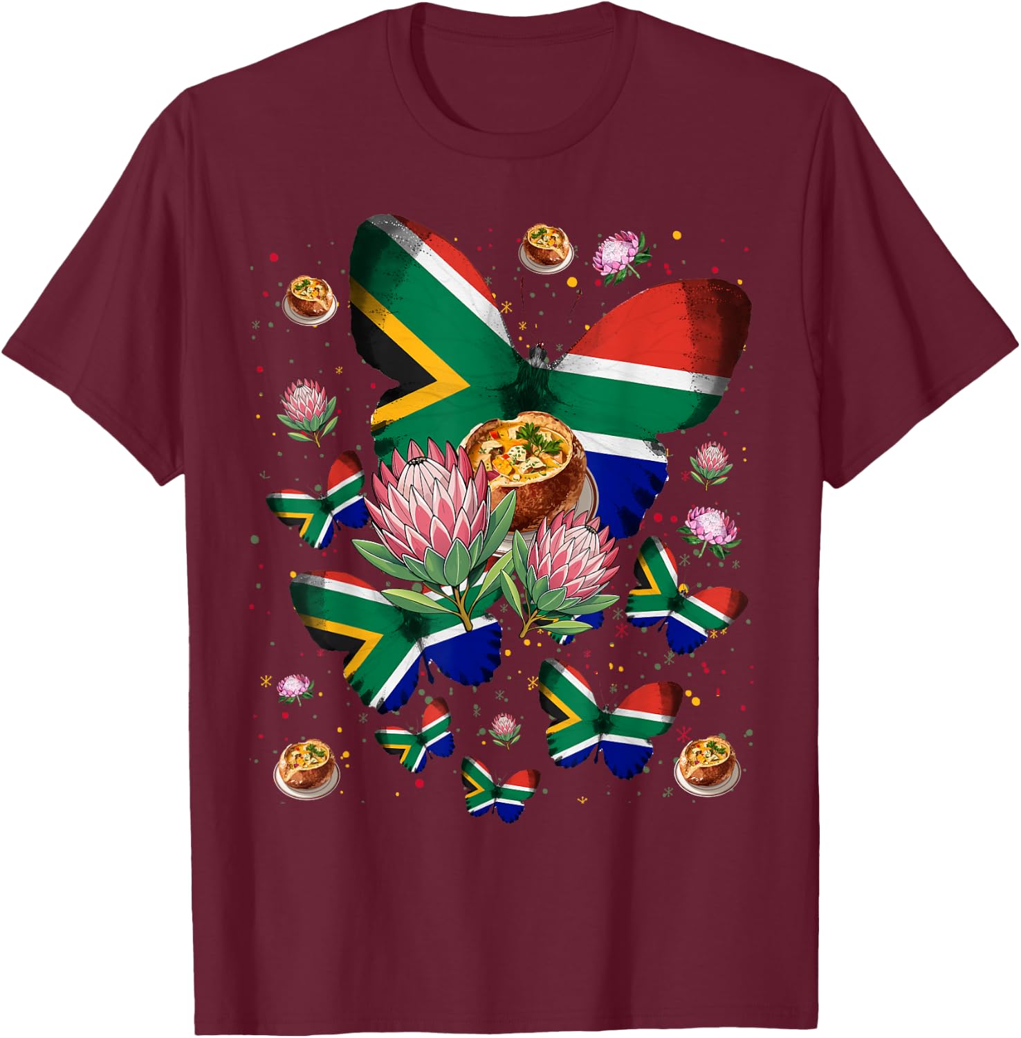 South Africa Flag , South Heritage - , Black, S T-Shirt - T-Shirt | Maroon