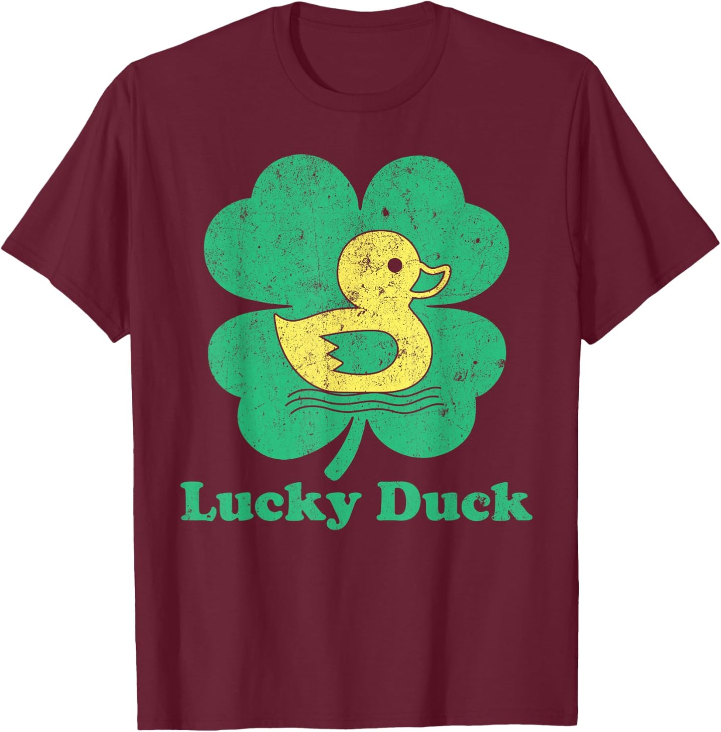 Duck Irish Shamrock Leaf Duck Lucky St. Patrick's Day T-Shirt - T-Shirt | Maroon