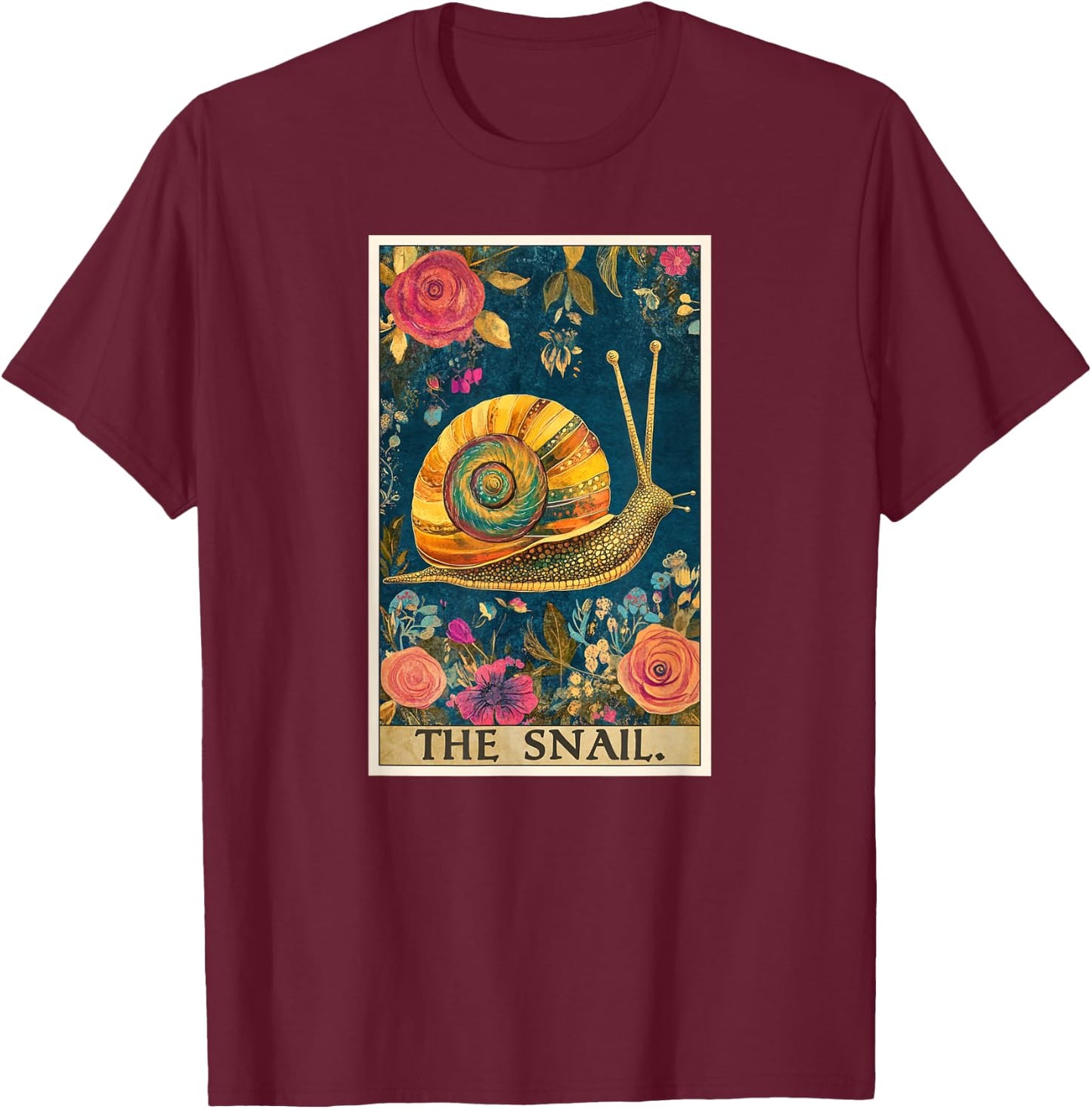 Snail Tarot Card Snails Snail T-Shirt - T-Shirt | Maroon