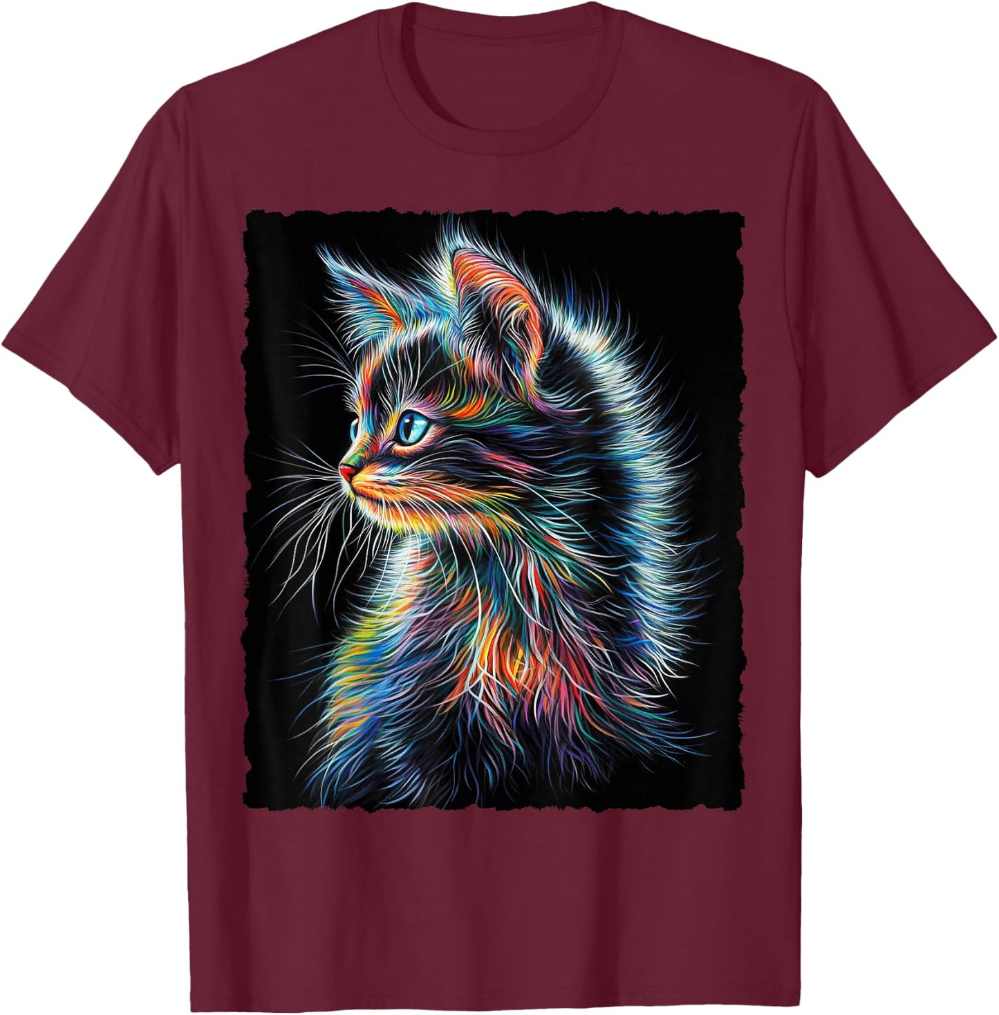 Süße bunte Baby Katze Fantasy Kunst T-Shirt - T-Shirt | Maroon