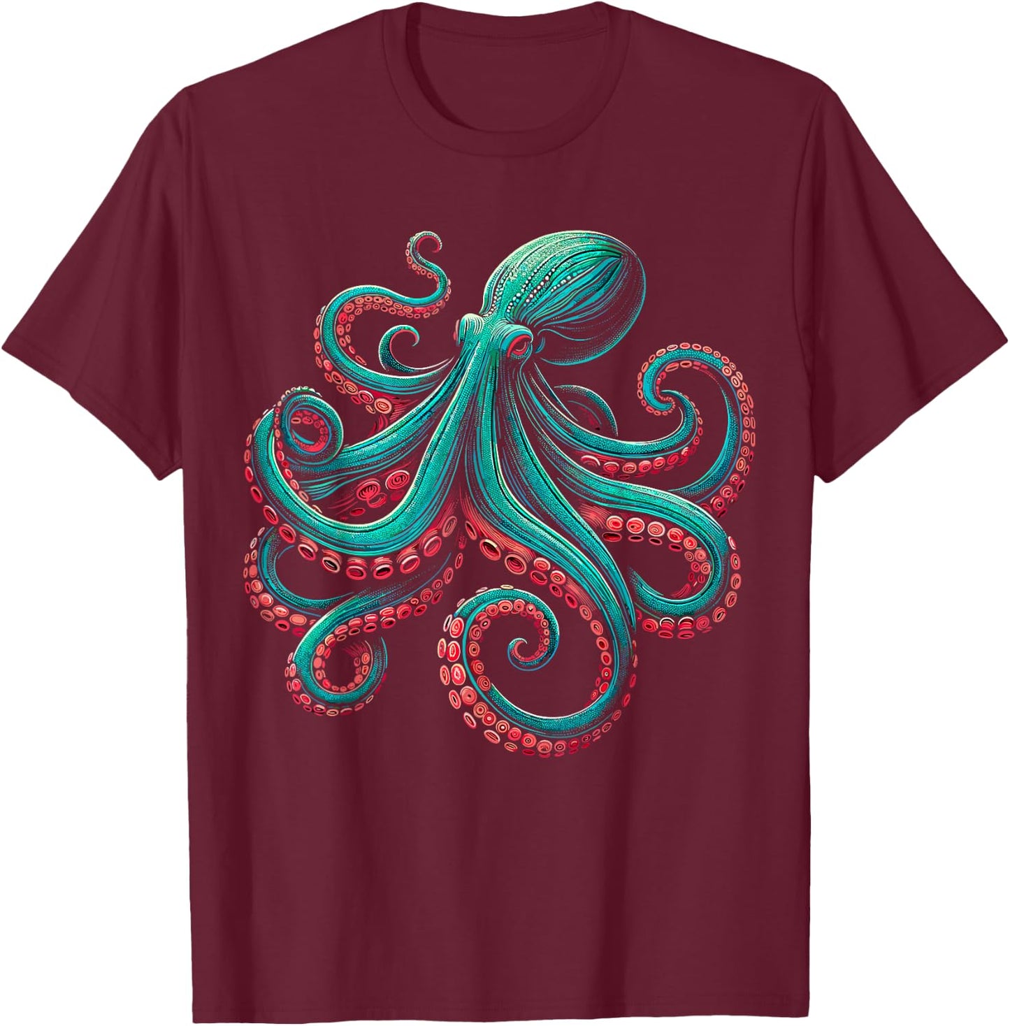 Octopus Kraken Ocean T-Shirt - T-Shirt | Maroon