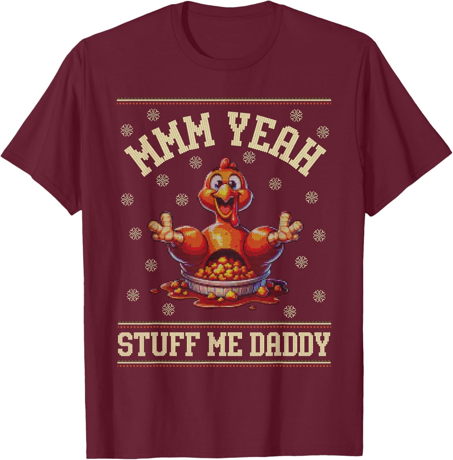 Ugly Thanksgiving Sweater Turkey Adult Humor Funny Men Women T-Shirt - T-Shirt | Maroon