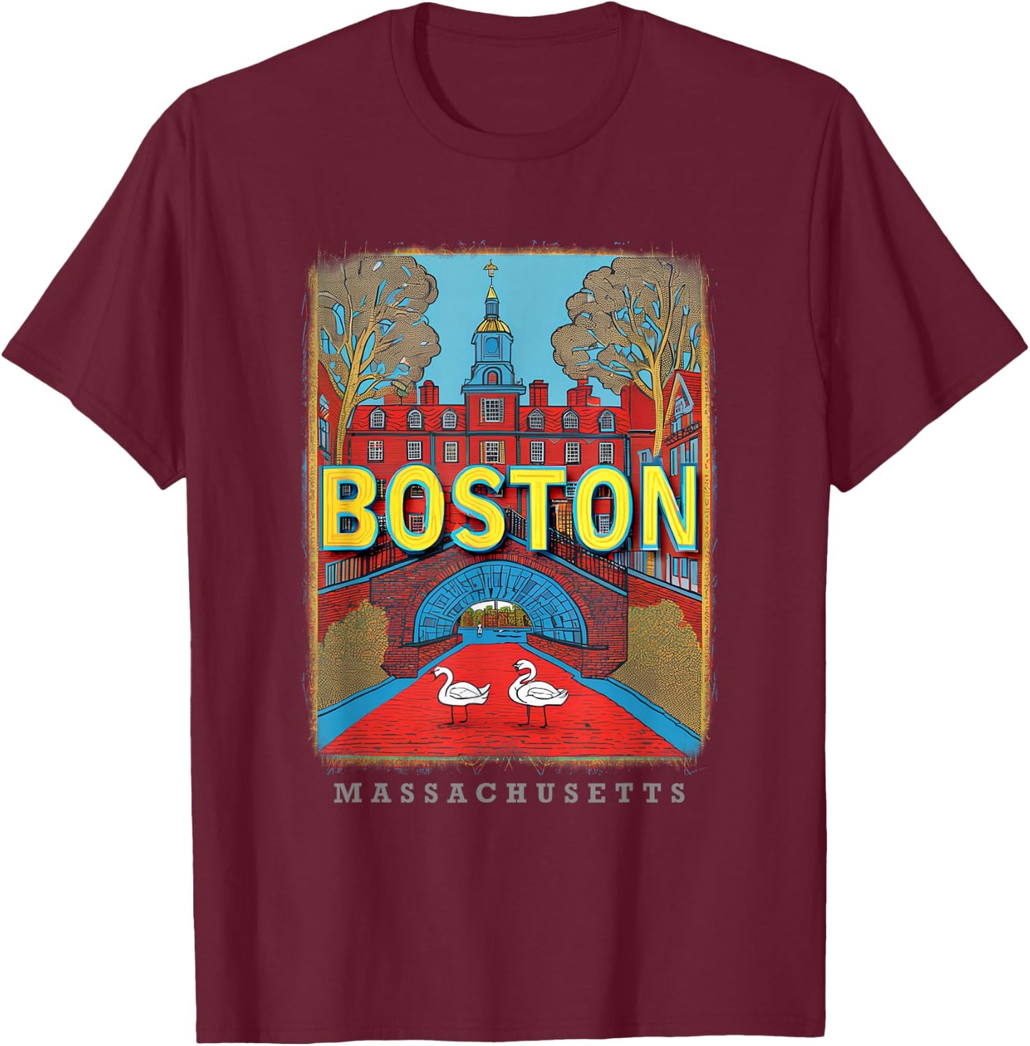 Boston Massachusetts MA Historic Beacon SD599 T-Shirt - T-Shirt | Maroon