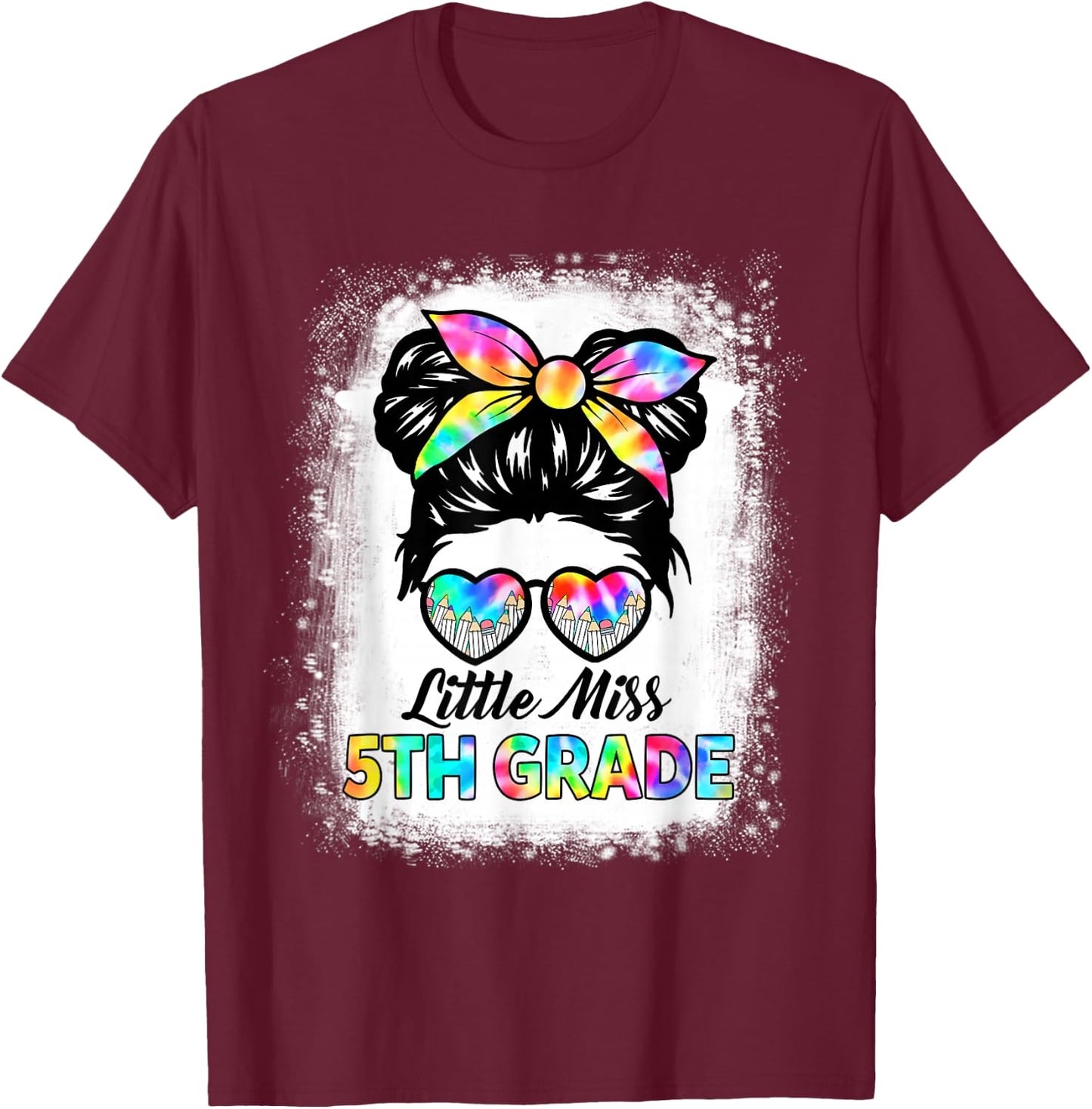 Girls Fifth Grade Back To School Cute Little Miss 5th Grade T-Shirt - T-Shirt | Maroon