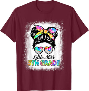 Girls Fifth Grade Back To School Cute Little Miss 5th Grade T-Shirt - T-Shirt | Maroon