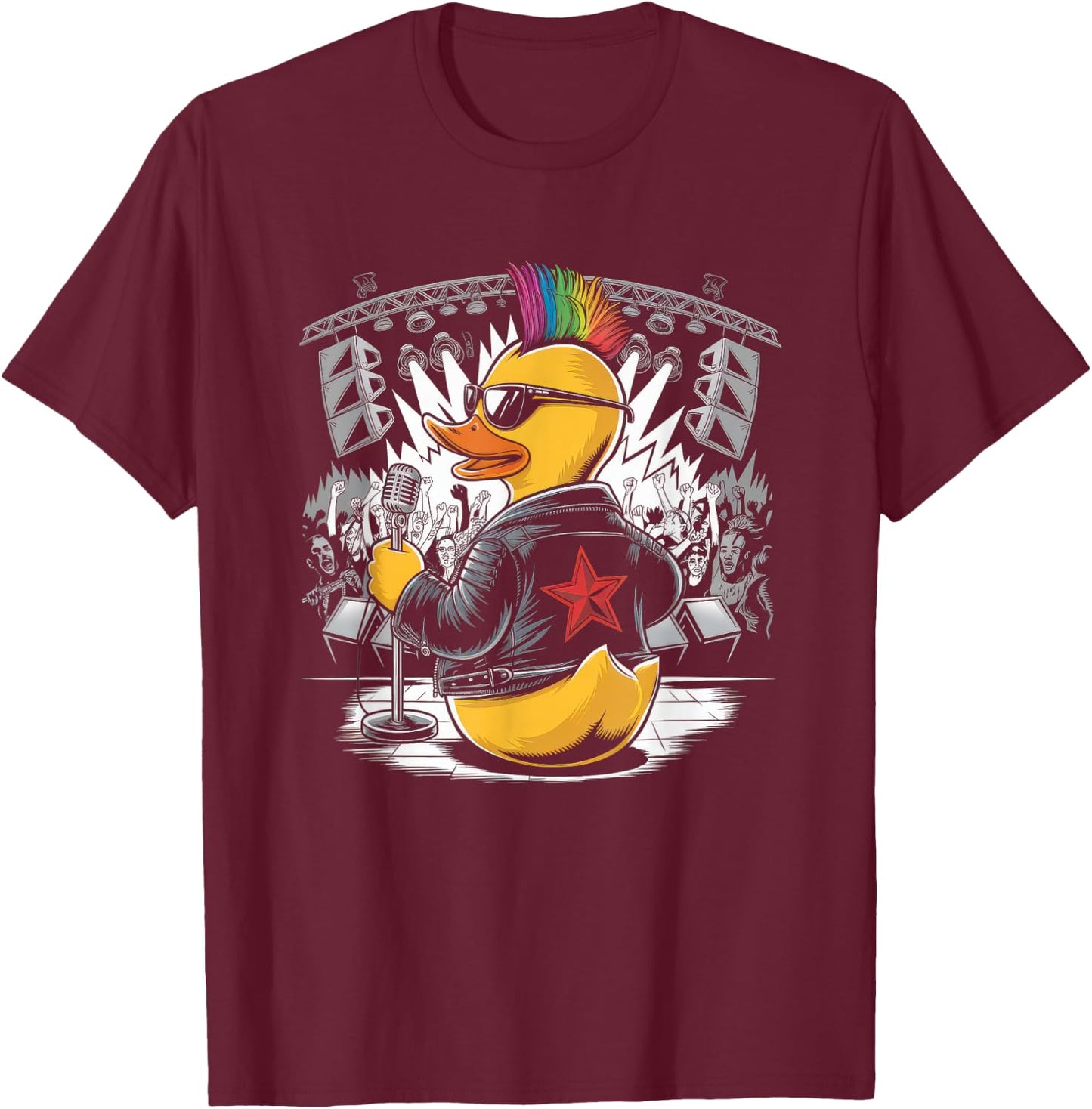 Punk Women Male Duck Rock Rock Duck Anarchy T-Shirt - T-Shirt | Maroon