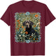 Black Labrador Retriever in William Morris Style Garden T-Shirt - T-Shirt | Maroon