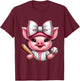 Cute Pig Baseball Coquette Bow Pig Baseball Player T-Shirt - T-Shirt | Maroon