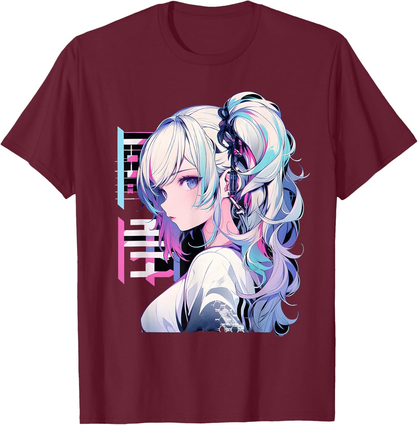 Manga Anime Ästhetische Cyberpunk Techwear Harajuku T-Shirt - T-Shirt | Maroon