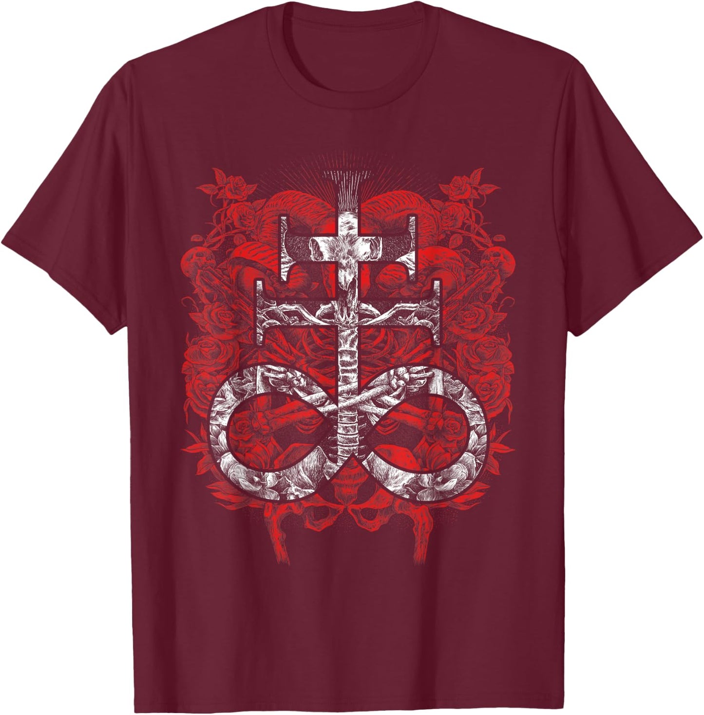 Satanic Gift Satanist Occult Leviathan Cross Baphomet T-Shirt - T-Shirt | Maroon