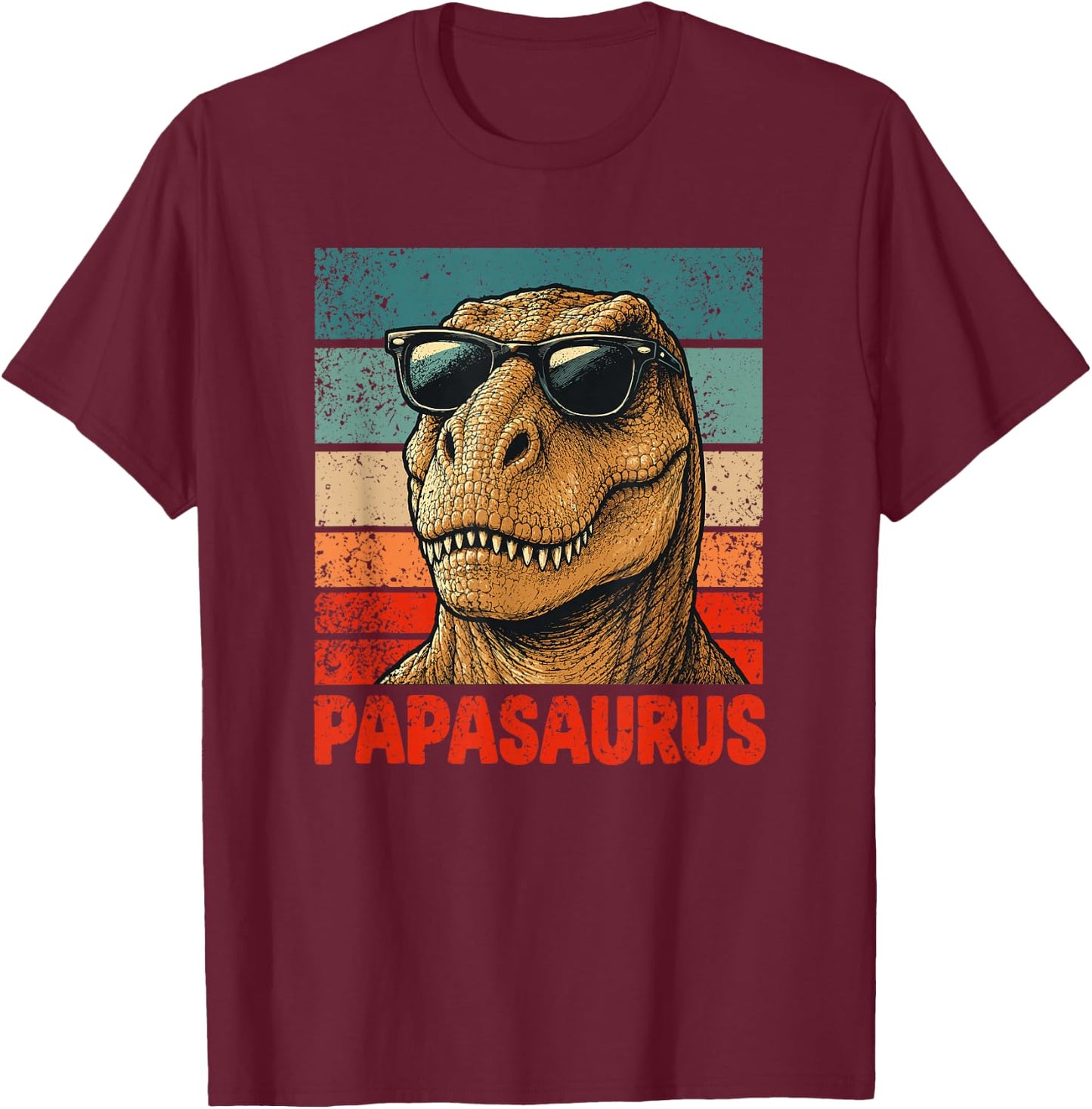 Papasaurus Funny Dad Dinosaur T-Shirt - T-Shirt | Maroon
