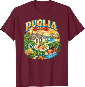 Puglia Italy Italian Beach Coastal Travel Vacation Souvenir T-Shirt - T-Shirt | Maroon