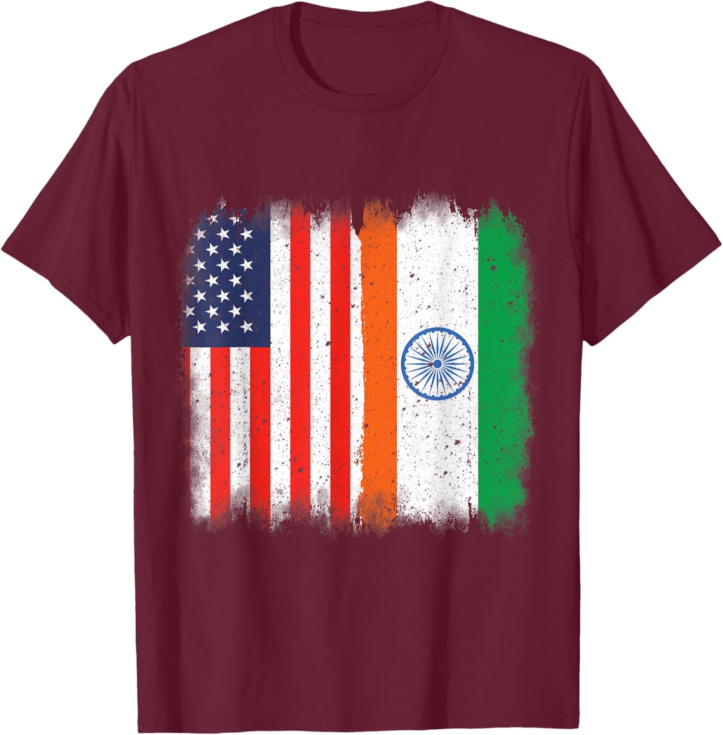 Indian American Flag India USA Hearts Patriot hIndu DNA T-Shirt - T-Shirt | Maroon